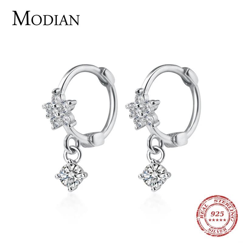 

Modian 925 Sterling Silver Dazzling AAA Zircon Blooming Flower Hoop Earring for Women Wedding Engagement Statement Jewelry