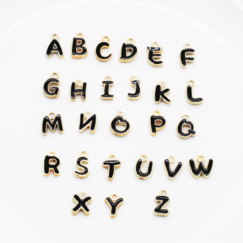 26pcs/pack A-Z 4colors Enamel Alphabet Letter Charms Oil Drop Jewelry Bracelet Phone Chain Keyring Initial Charm | Украшения и