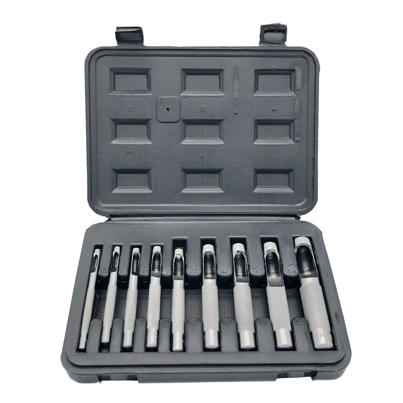 

9pcs Leather Hollow Punch Set Leather Hole Punch Tool 3-12mm DIY Leathercraft Tool with Toolbox for Leather Belt Bag