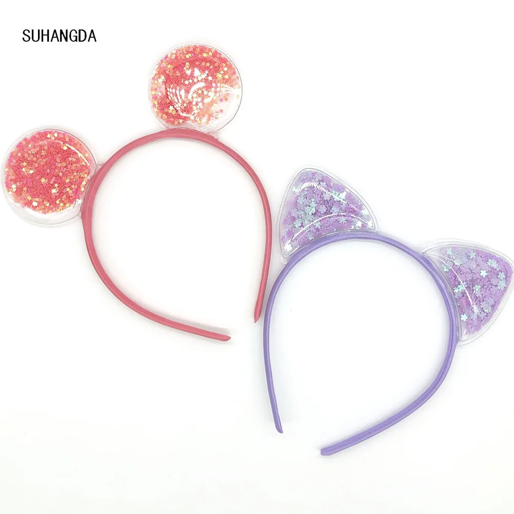 New Girls Cute Colorful Sequin Cat Ears Headbands Children Sweet Cat Ears Hair Band Kids Hair Accessories Scrunchie Christmas