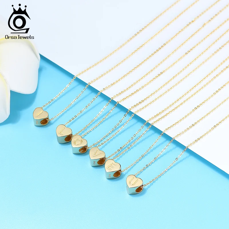 ORSA JEWELS подвеска в форме сердца от A до Z 26 букв бусины подвески ожерелья из
