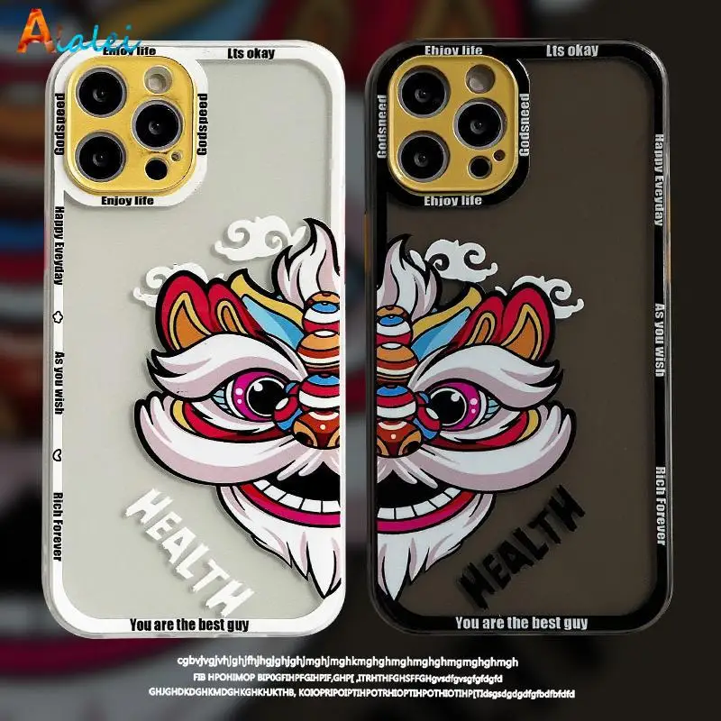 

Chinese style lion dance Phone Case For iPhone 13 12 11 Pro Max X Xs Max Xr 7 8 Plus Se 2020 TransparentProtective Shell