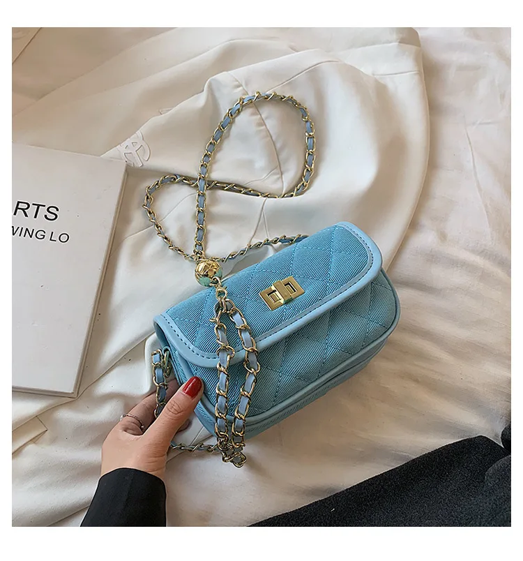 

2021 Fashion chain Shoulder Bag Women denim Quilted Bag Female Luxury Handbags Women Bags Designer Sac A Main Femme