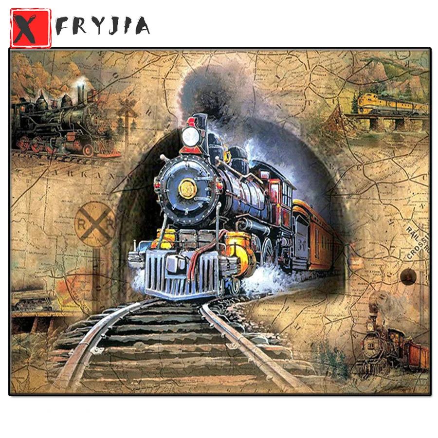 

5D алмазная живопись «сделай сам», живописный трек, поезд, вышивка крестиком, мозаика, алмазная вышивка, полная квадратная круглая дрель, настенное искусство, Декор, подарок