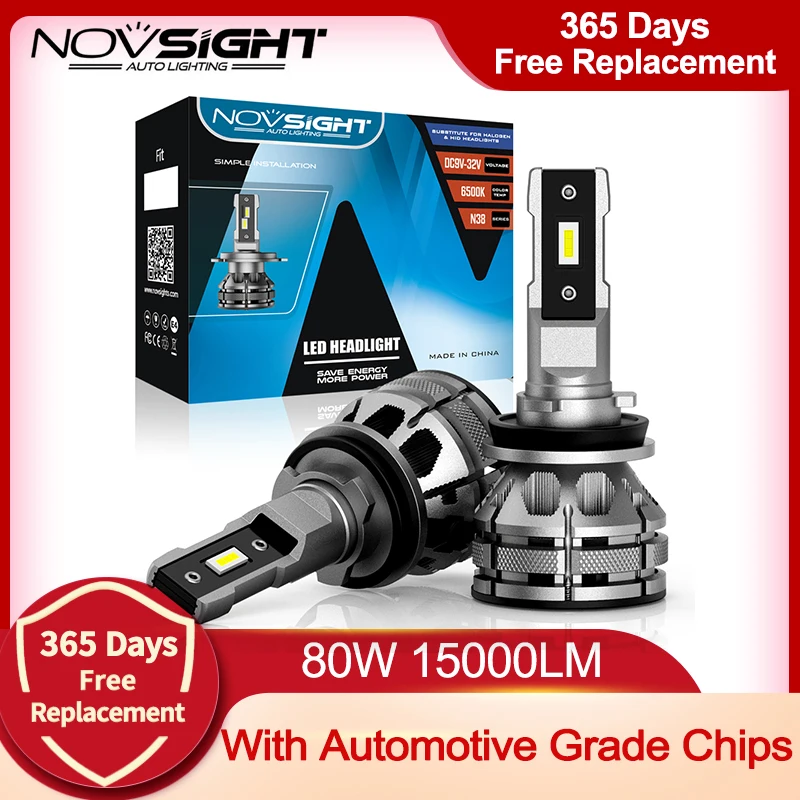 Лампы светодиодные автомобильные NOVSIGHT H11 80 Вт 9003 лм H4 H7 H1 H3 H13 9005 9006 9007 9012