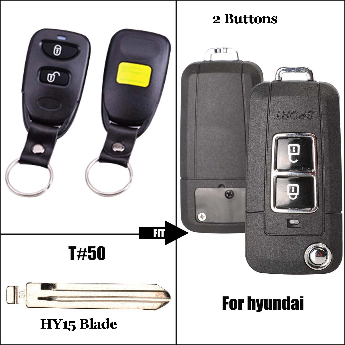 Jingyuqin 2/3B чехол для ключей для HYUNDAI Tucson Old Elantra-2003 Santa Fe/NF Eagle Terracan без держателя батареи брелок для ключей - Цвет: HY15 2BTN