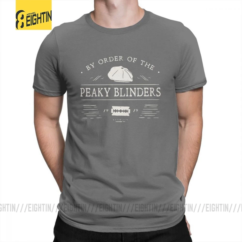 По заказу The Peaky Blinders мужские крутые принтованные футболки с круглым вырезом размера плюс футболки с коротким рукавом футболки хлопок - Цвет: Темно-серый