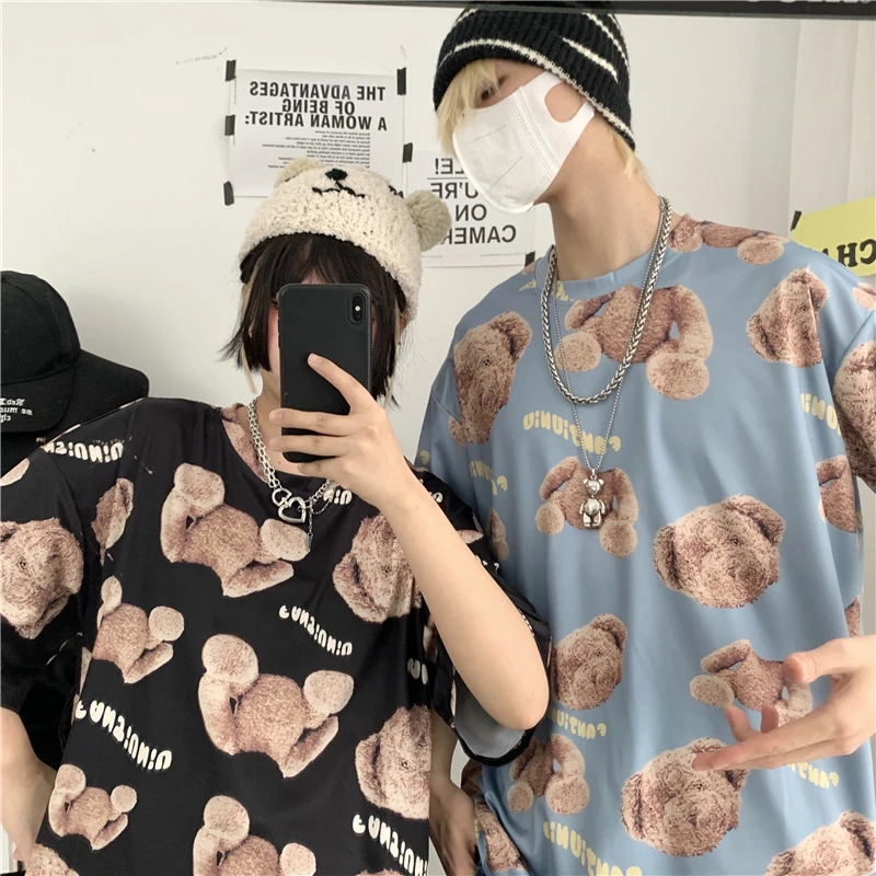 

Oversized Anime Kawaii Bear Unisex T-shirt Short Sleeve Summer Loose Men Top Cute Woman Harajuku 2022 New Vogue Graphic Clothing