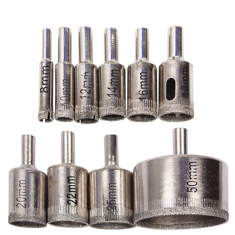 

10pcs Diamond Tool Drill Bit Hole Saw Set For Glass Ceramic Marble 6-50mm Pro High Quality Diamond Drills Tool Sets dropship