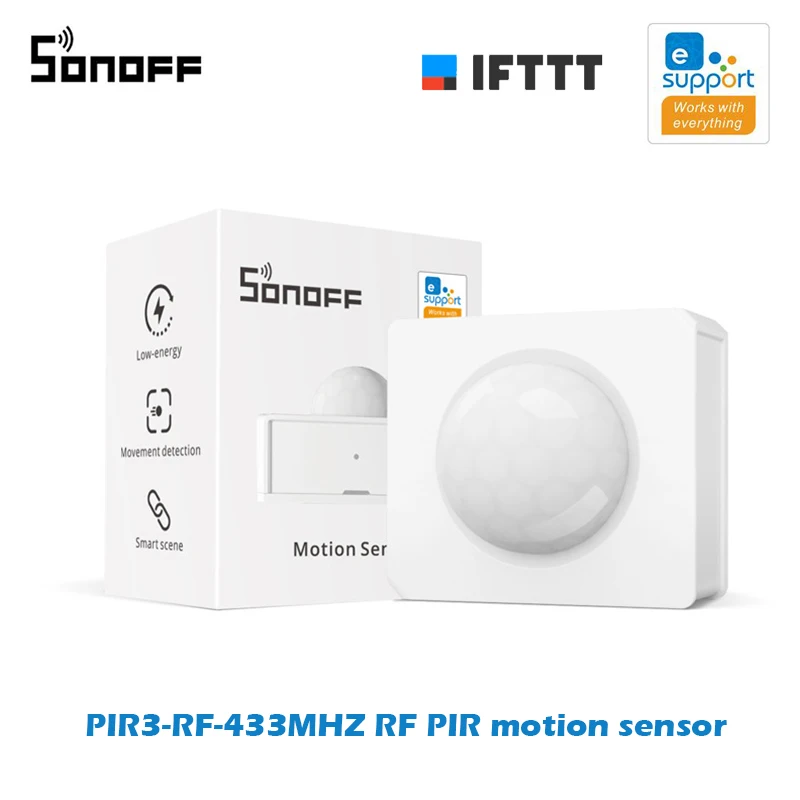 

SONOFF PIR3-RF 433Mhz Motion Sensor Work with SONORF Bridge via eWeLink APP IFTTT Smart Home Alarm Notification Smart Scene