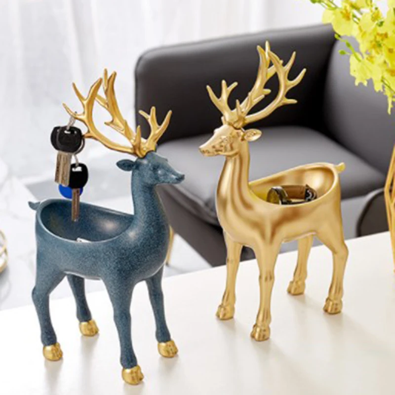 

Nordic Simple Elk Storage Decoration Home Deer Statue Key Storage Animal Resin Statue Home Decoration