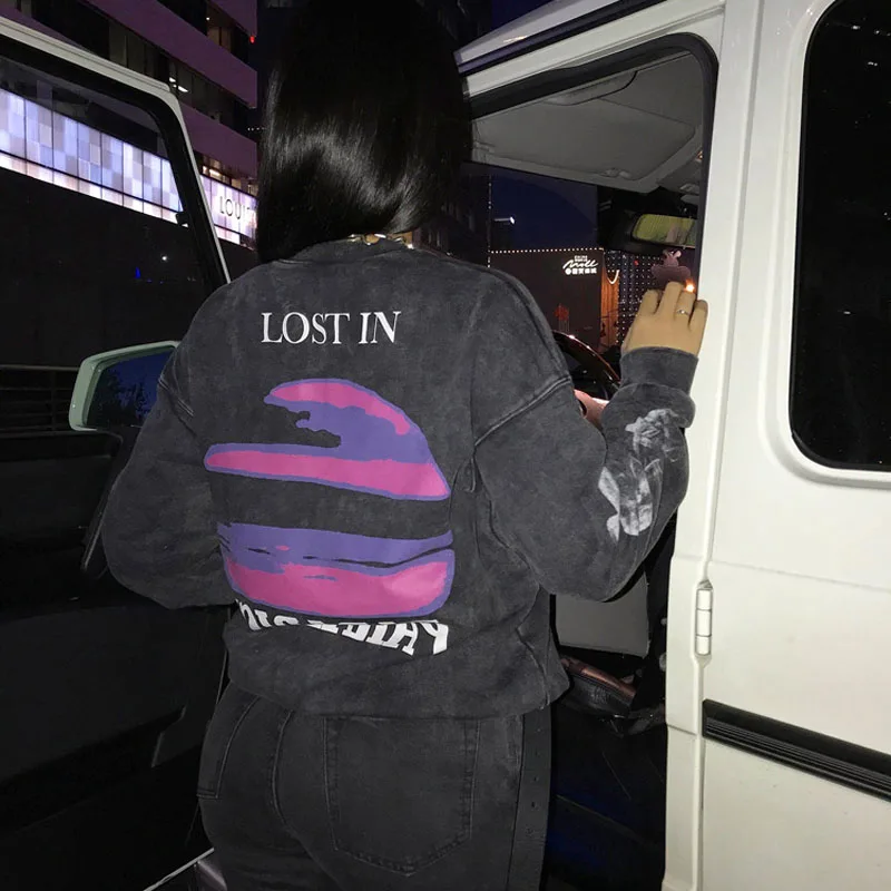 Уличный хлопковый свободный свитер с капюшоном 2 цвета | Женская одежда