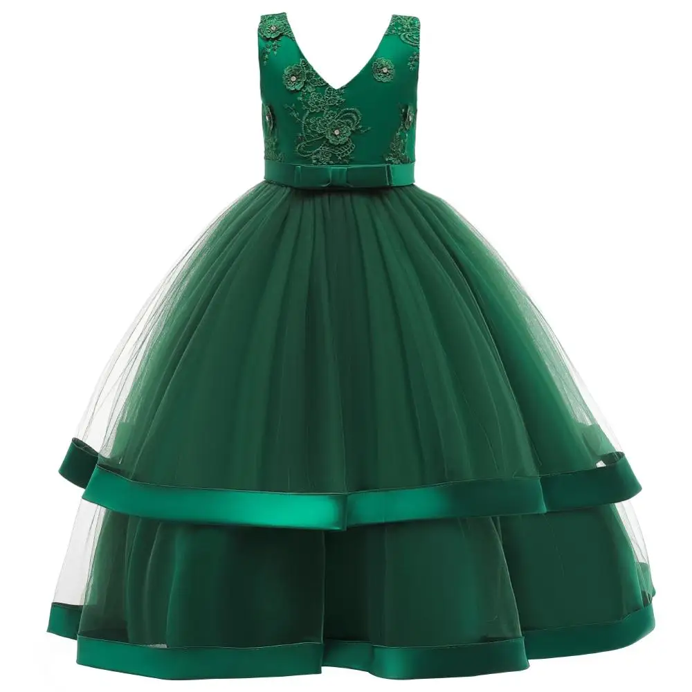 

2019 Winter Flowers Girls Bridesmaid Wedding Dress Kids Dresses For Girls Costume Evening Party Princess Dress 3 6 8 12 14 Years