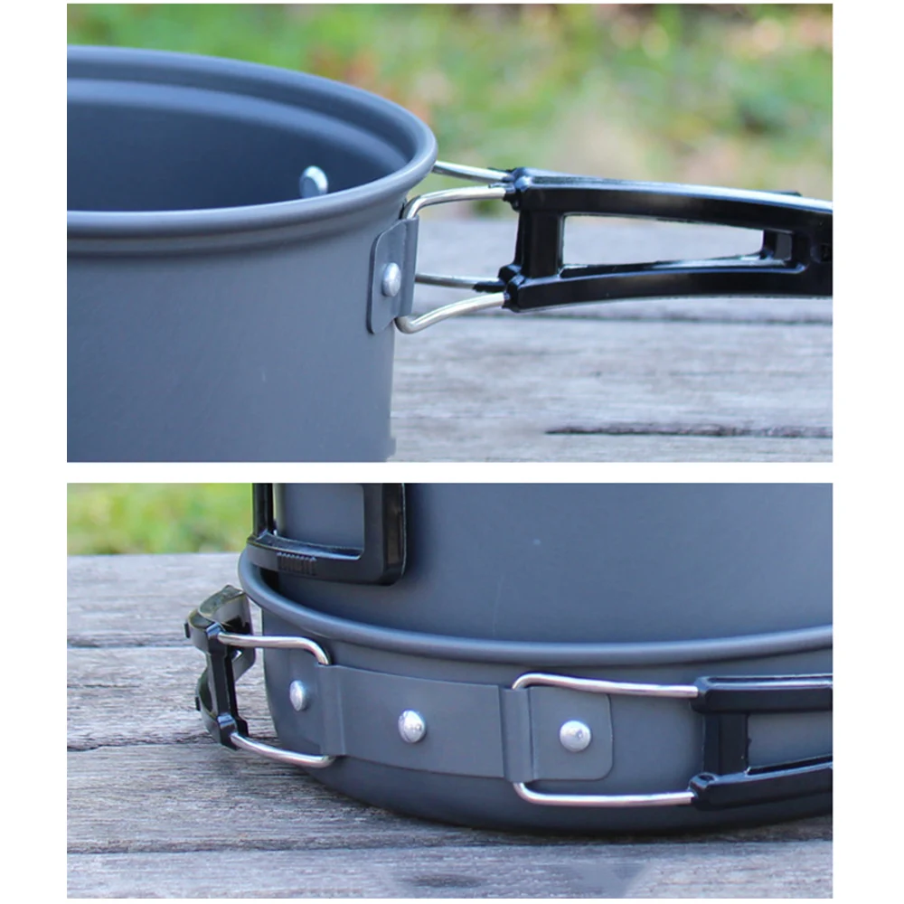 

Portable Camping Tableware Cooking Set Outdoor Cookware Pan Pot Bowl Spoon Utensils Hiking Picnic Travel Wild 1-2 Person X331A