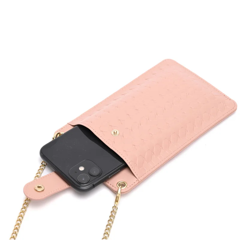 

Versatile woven women's Single Shoulder Messenger Bag simple fashion ultra thin Mini chain mobile phone bag