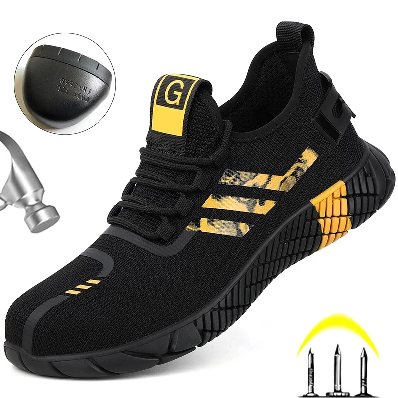 

Male Indestructible Work Shoes Sneakers Men Boots Anti-puncture Safety Shoes Men Anti-smash Work Boots Steel Toe Shoes Footwear