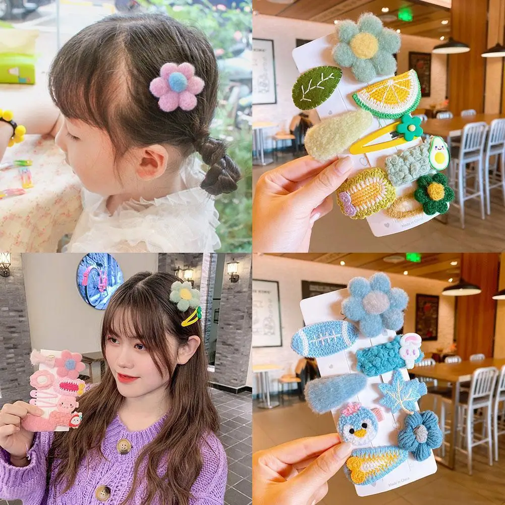 

Sweet Cartoon Fur Soft Hair Clip For Girls Children Wool Bow Flower Winter Hair Accessories Hairpins Animal Barrettes Kids V4M6