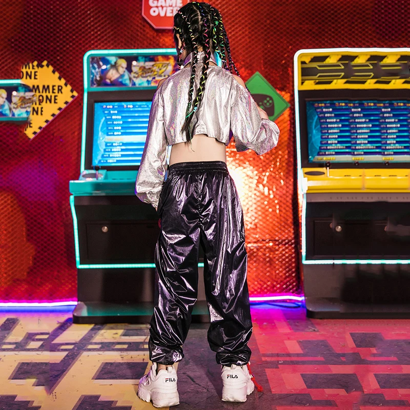 Костюм для танцев в стиле хип-хоп девочек сценический костюм топ штаны