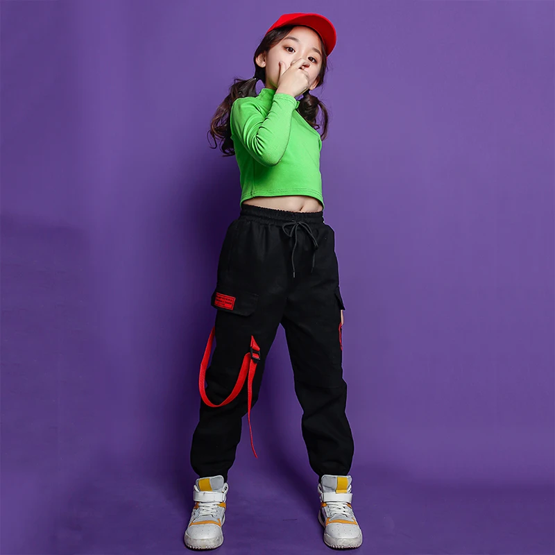 Детская одежда для выступлений свитшот брюки бега танцевальная девочек костюм