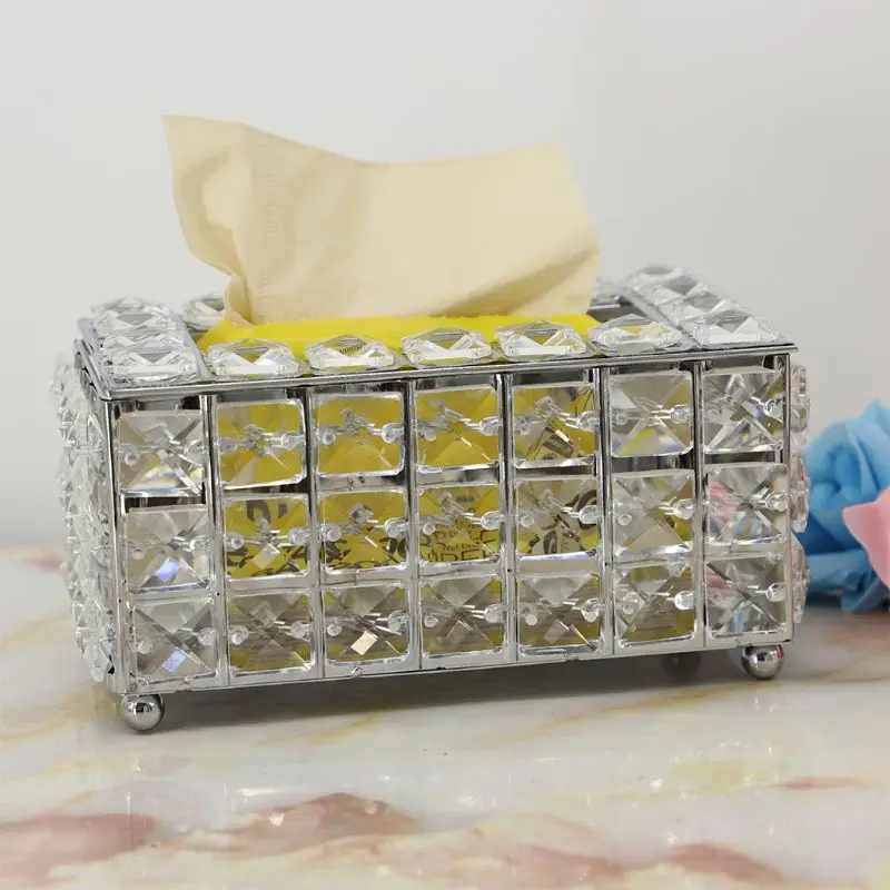 

2021 New Tissue Box Holder Crystal Cube Napkin Dispenser Bedroom Office Hotel Cafe Coffee