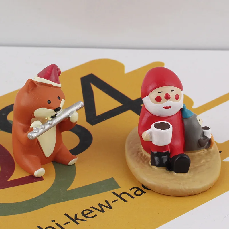 1 шт Смола ремесло Кофе узоры с Санта-Клаусом для дома миниатюрный статуэтки