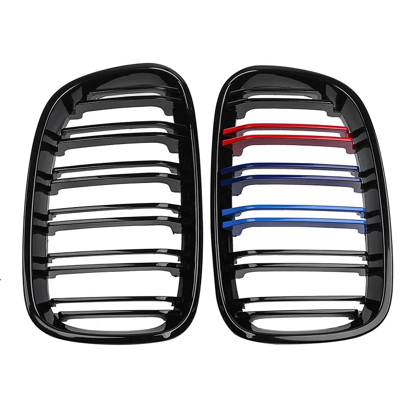 Автомобильный глянцевый черный M-Color 2 Slat Line передний центральный гриль для почек