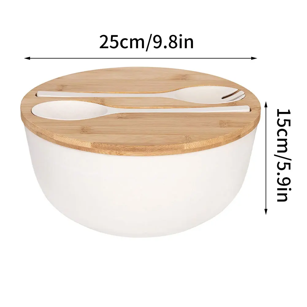 

Bamboo Fiber Bowl Salad Bowl With Servers Set Bamboo Chopping Board Lid Degradable For Fruits Salads Household Storage Bowl