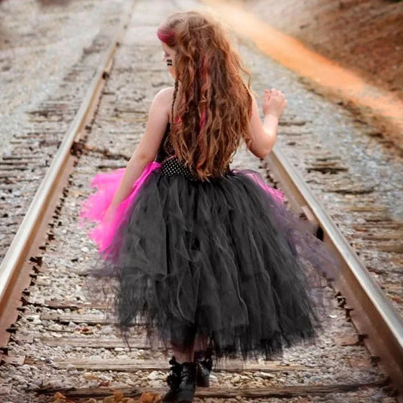 Кружевное платье-пачка для девочек на Хэллоуин сетчатая юбка детское подиумное
