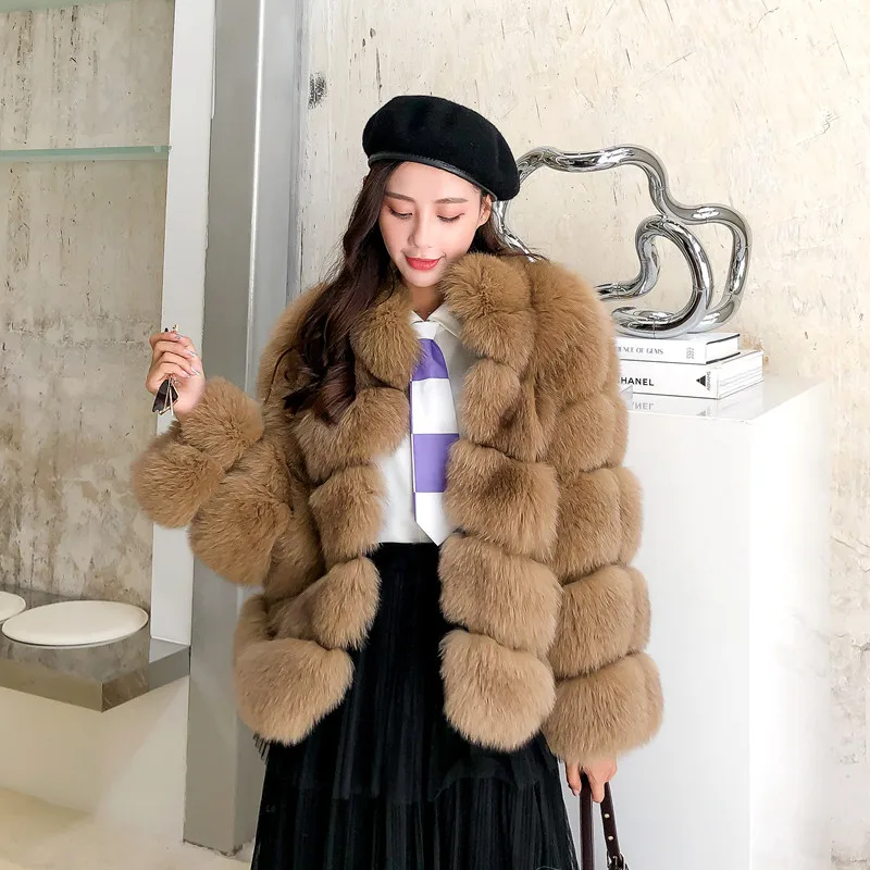 Ins Fashion Real Fur Coat Women Winter Jacket Natural Fox Fur Outerwear 2020 Luxury Solid Thick Warm Fur Coats Women Clothing