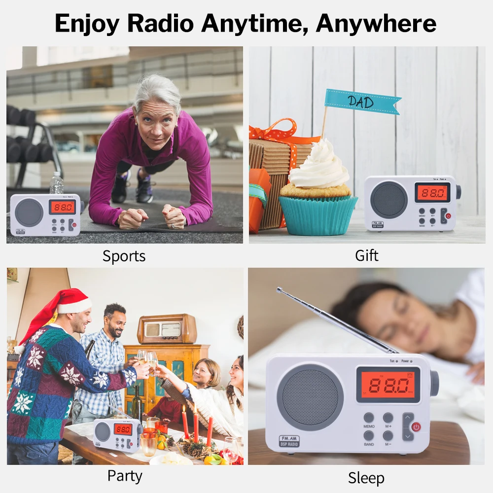 Deelife AM FM Radio Receiver Digital Portable with Telescopic Antenna Transistor Alarm Clock | Электроника