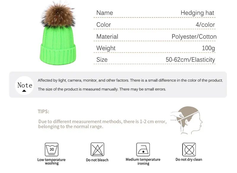 Women Autumn Winter Beanie Cap Female Acrylic Wool Hats With Real Fur Pompon Knit Windproof Outdoor Warm Fluorescent Beanie Hat