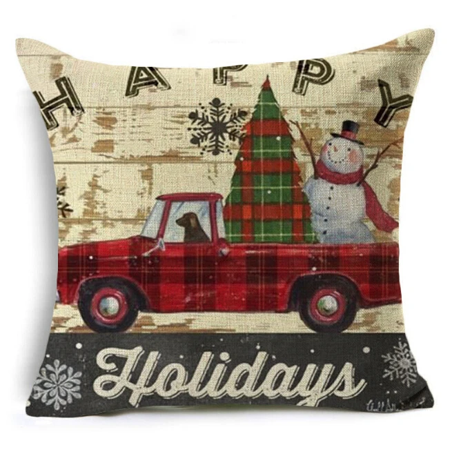 Рождественские наволочки 18x18 дюймов винтажные декоративные льняные Квадратные