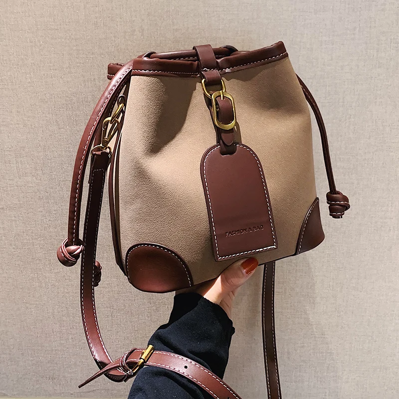 

Classic Designer Vintage Small Women Bucket Bags for Women PU Leather Shoulder Bags Girls Drawstring Cross body Bags