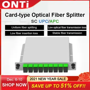 onti 10pcspack sc apc plc 1x8 splitter fiber optical box ftth plc splitter box with 1x8 planar waveguide type optical splitter free global shipping