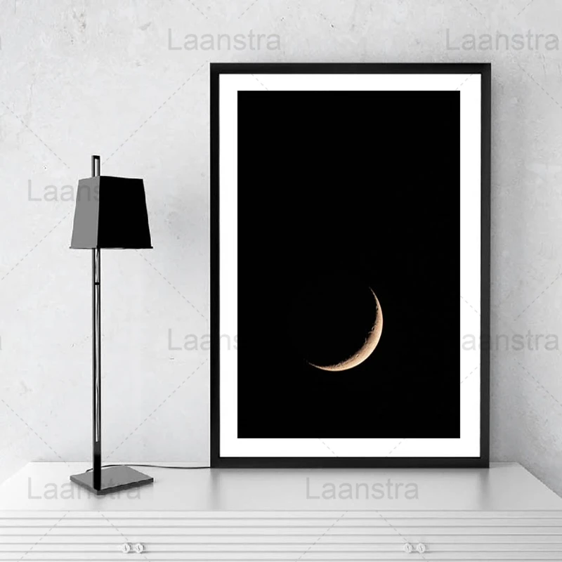 

Home Decor Photography Moon Canvas Painting Black & White Modern HD Posters And Prints Living Room Wall Art Pictures Frameless
