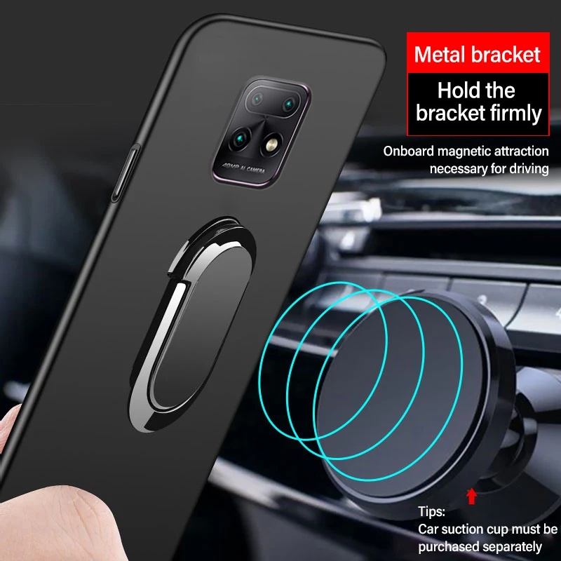 

Ultra-thin Magnetic Hard Matte PC Phone Case For Xiaomi Redmi Note 10 9 8 7 Mi 11 T Lite Pro Ring Bracket Frosted Cover