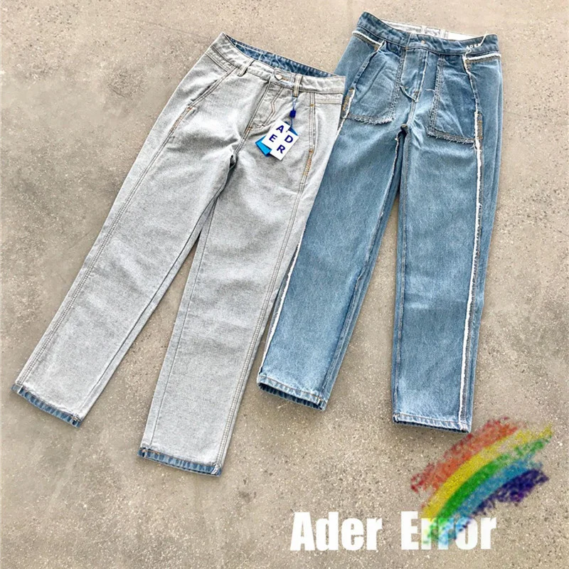 

Double-sided ADER ERROR Jeans Men Women 1:1 High Quality Waist Patch Label Adererror Jeans TORE Trouser Legs Patchwork