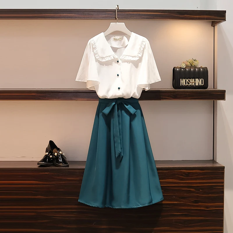 Large Size Women's Clothing 2019 New Summer Fat Mm Slim Over-the-belly Wearing Broad-legged Pants Super Immortal Two-piece Suit