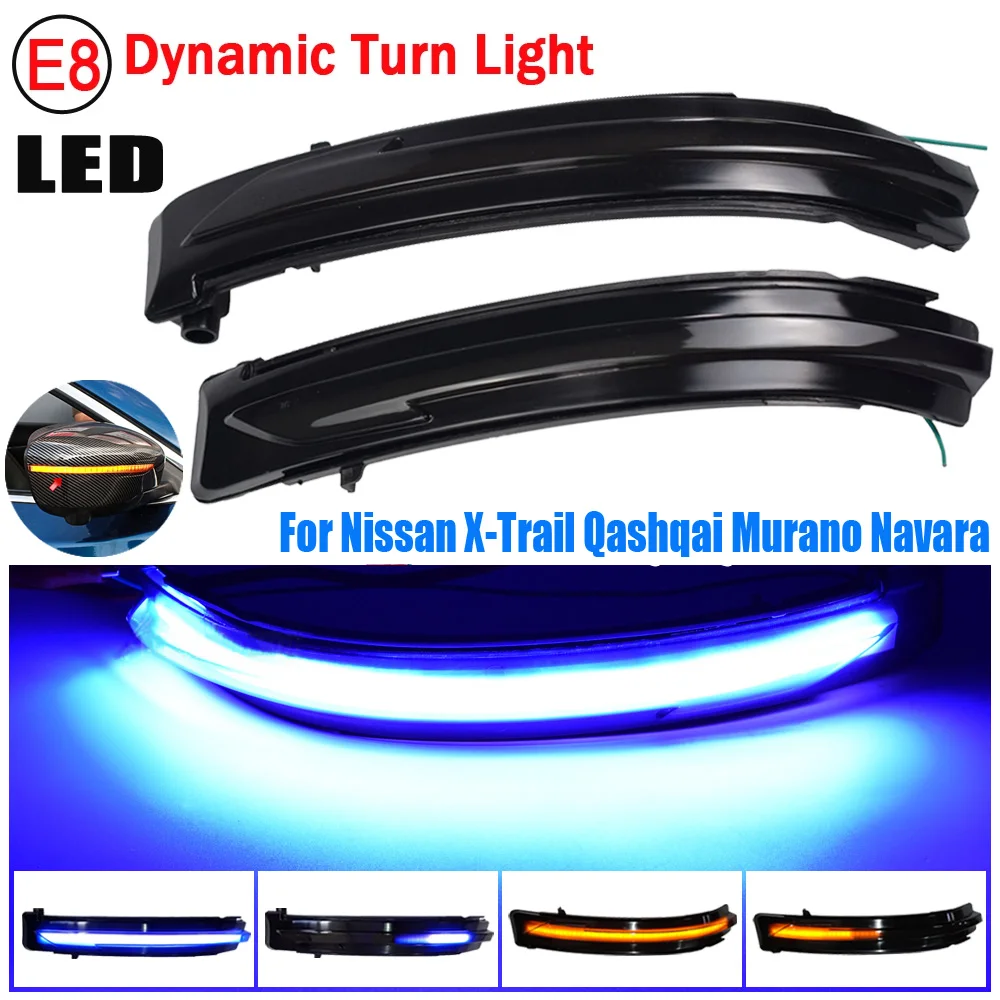 

For Nissan X-Trail T32 Rogue Qashqai J11 Murano Z52 Navara LED Dynamic Turn Signal Side Rearview Mirror Repeater Light Lamp