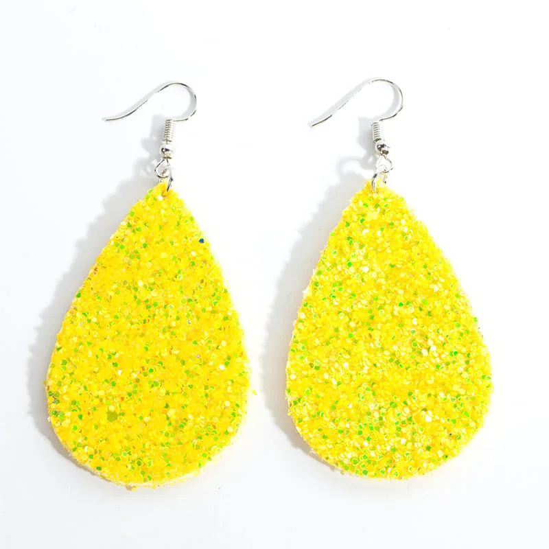 Женские кожаные Серьги с блестками разноцветные золотые красные желтые