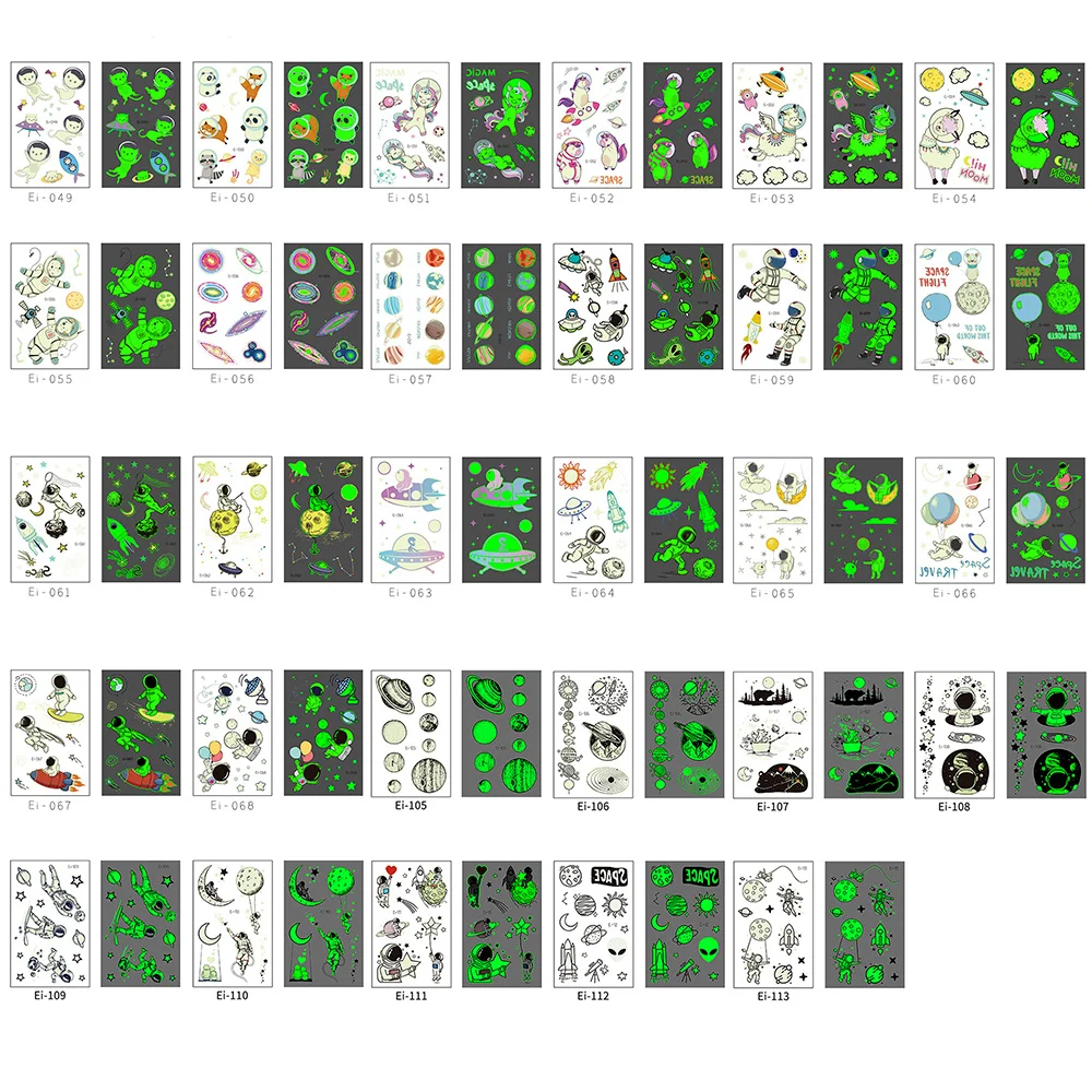Светящееся пространство веселые Мультяшные наклейки временная татуировка на