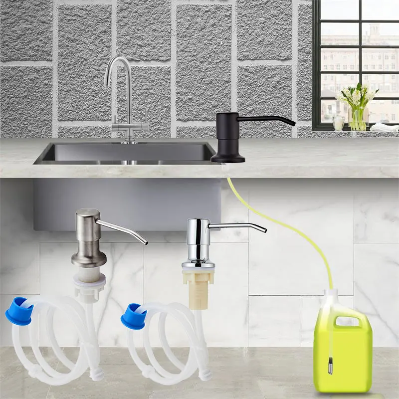 304 Нержавеющая сталь раковина дозатор для жидкого мыла Кухня нажмите Ванная