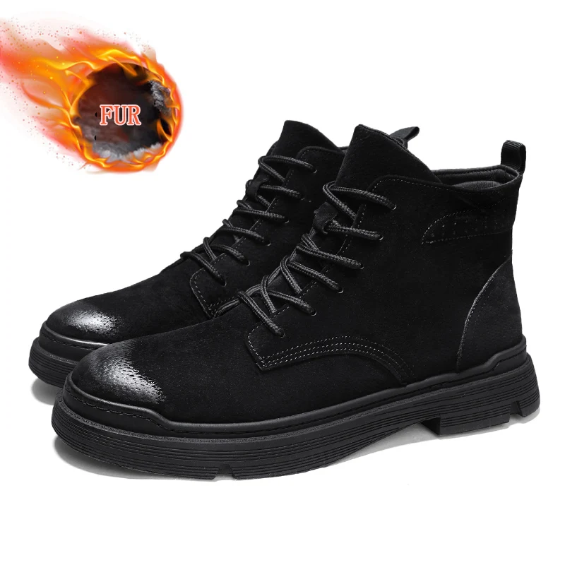 Настоящие новые Брендовые мужские ботинки; Martens; теплая зимняя обувь; мужские мотоциклетные ботильоны; doc martins; сезон осень-зима; мужские оксфорды