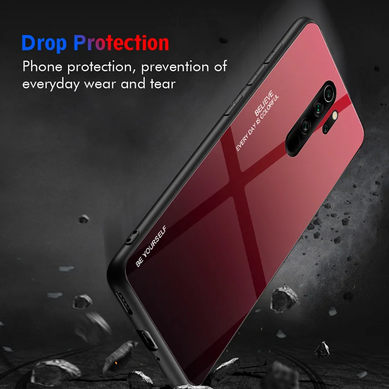 Tempered Glass Case For Xiaomi Redmi Note 8 pro Gradient Bumper Hard Back Full Cover Global Version |