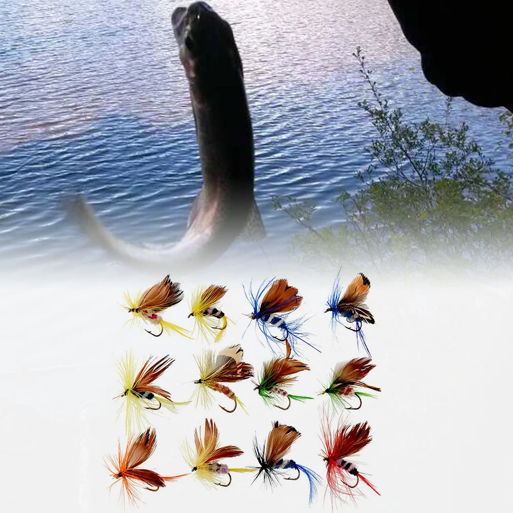 12 шт. насекомые мухи муха рыболовные приманки моль форель сухой с заточенным