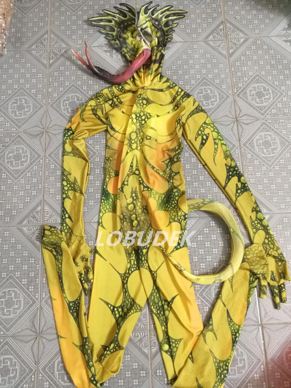 Halloween Animal Cosplay Costume Lady Nightclub Role Playing Lizard Pattern Printing Jumpsuit Club Party Show Jumpsuits |