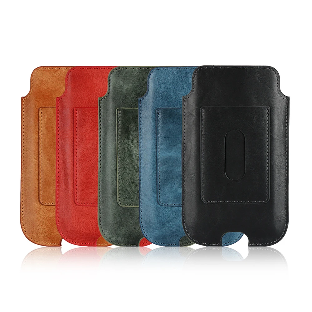 

Leather Phone Bag Card Holster Storage Waist Bag Protective Pouch Case for 4.7''/5.1''/5.5'' Mobile Phone Holder