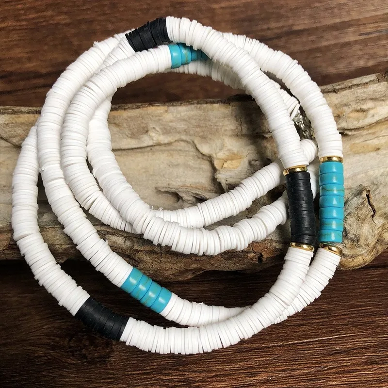 Женское короткое ожерелье ручной работы из разноцветной контрастной глины в