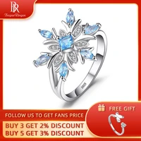 bague ringen snowflake blue gemstones fashion ring for charm women artificial aquamarine flower anniversary female jewelry gifts