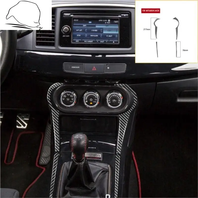 Per Mitsubishi Lancer EVO X MR 2008-2015 adesivo per rivestimento interno in carbonio striscia centrale cambio pannello portaoggetti accessori auto laterali